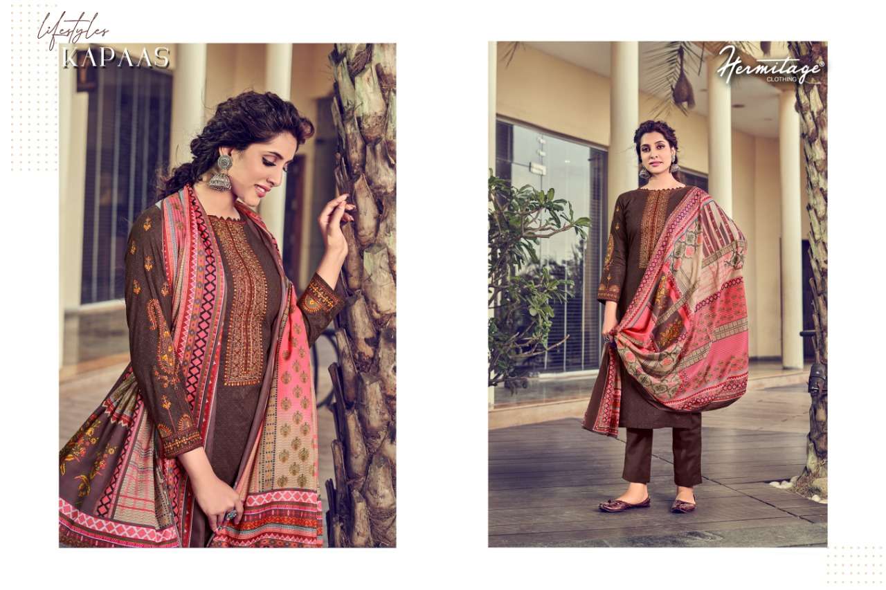 hermitage clothing kapaas 1001-1008 series pure lawn cotton salwar kameez wholesale price surat