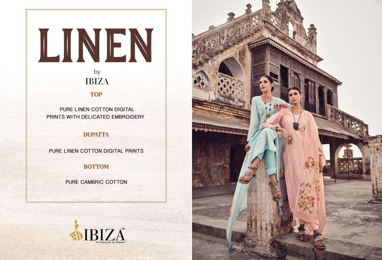 ibiza linen 11228 - 11235 series linen cotton suits at wholesaler surat