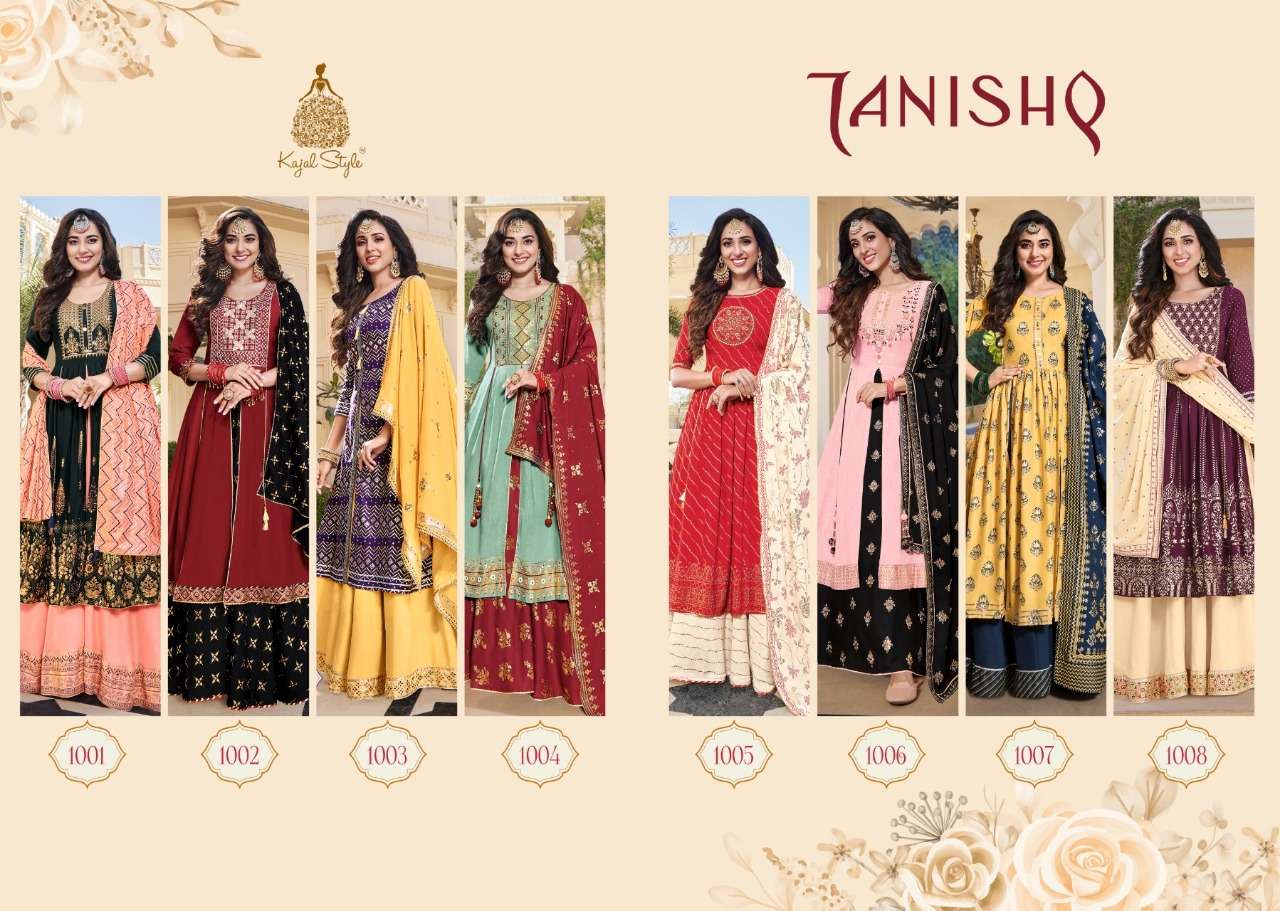 kajal style tanishq heavy two layer gown kurti with dupatta set wholesale price