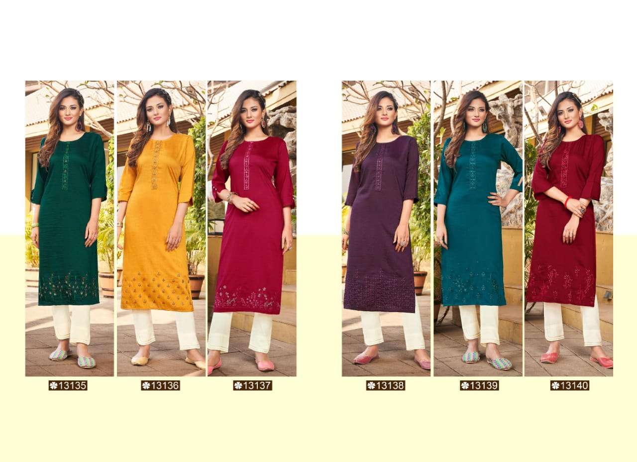 kalaroop kivi pima fancy silk designer kurtis catalogue pratham exports