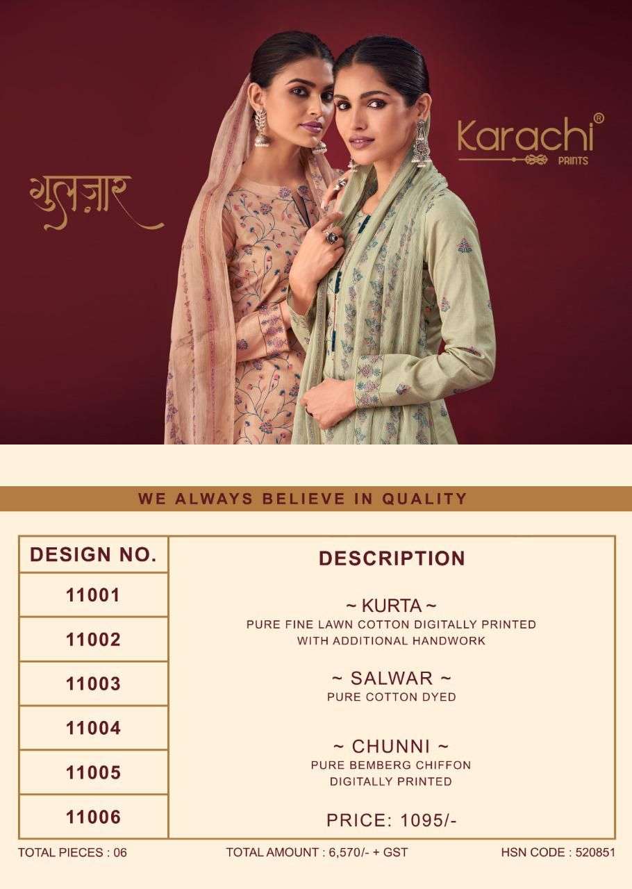 karachi prints gulzar lawn cotton salwar kameez wholesale price surat