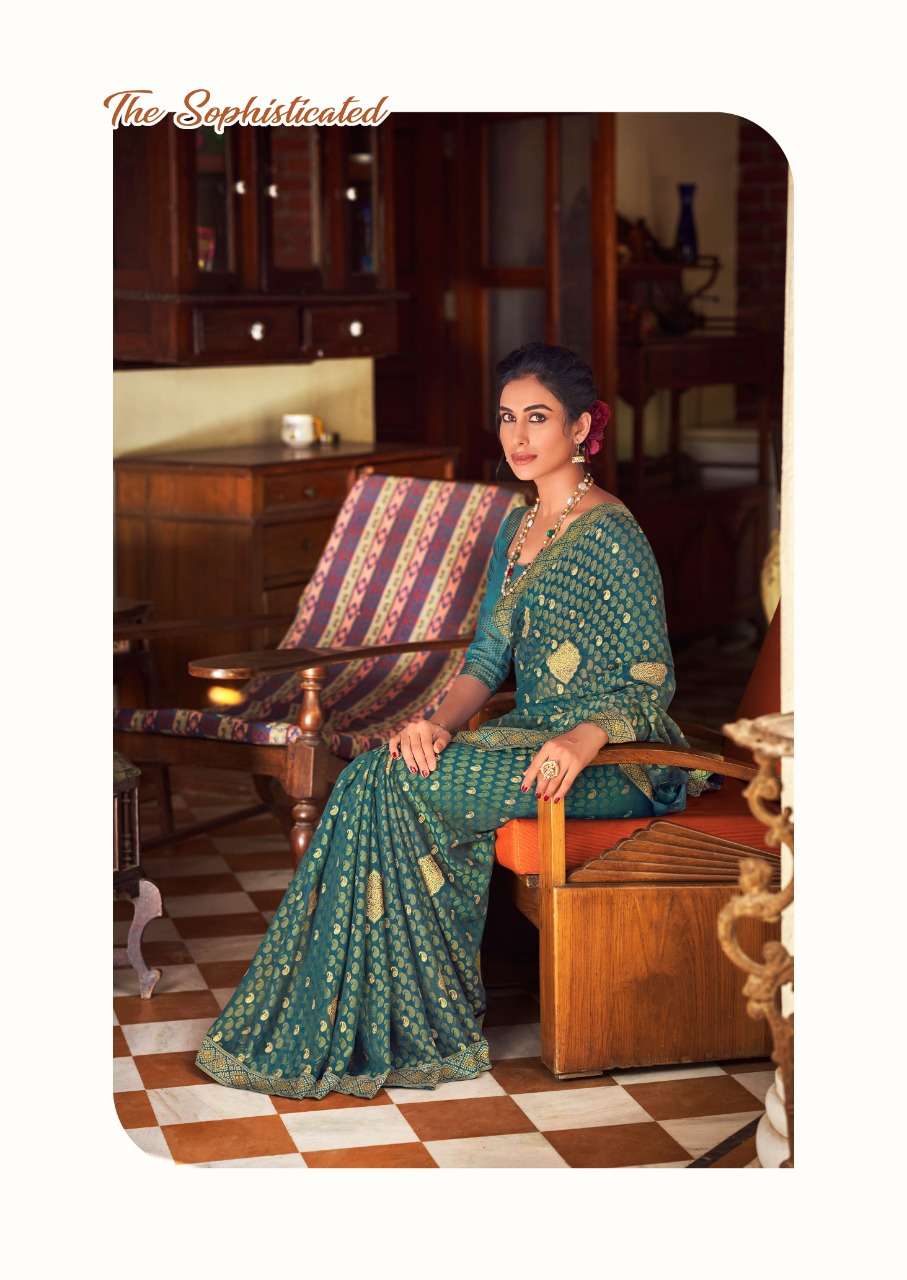 kashvi creation ravina chiffon brasso designer sarees collection wholesale price surat