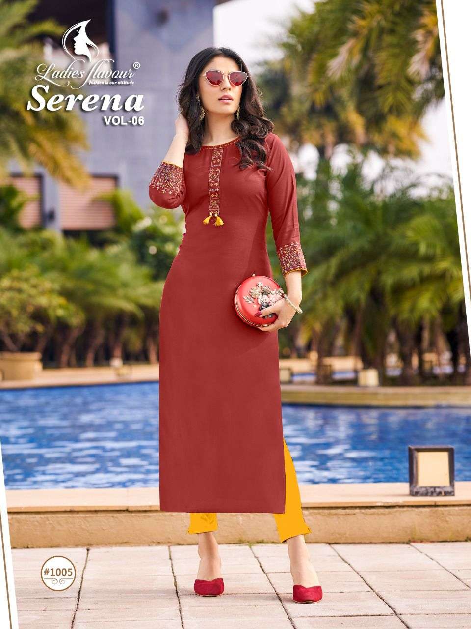 ladies flavour serena vol 6 designer rayon kurti collection online wholesaler sura