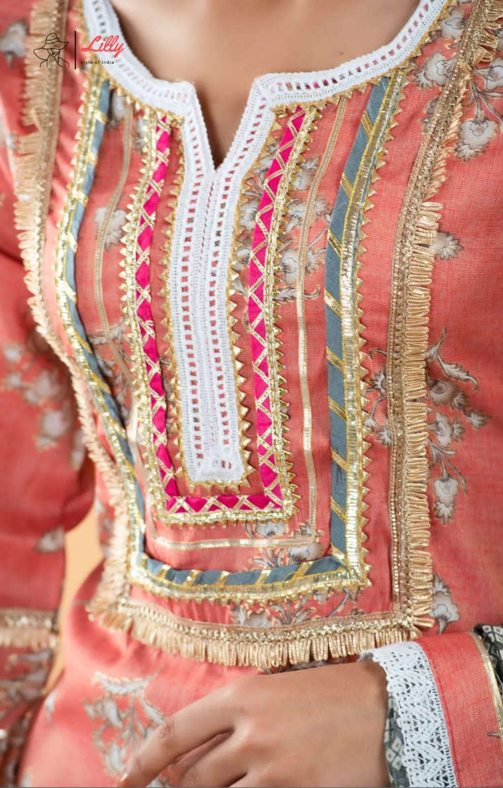 lilly style of india gold coin top bottom dupatta combo set wholesale price surat