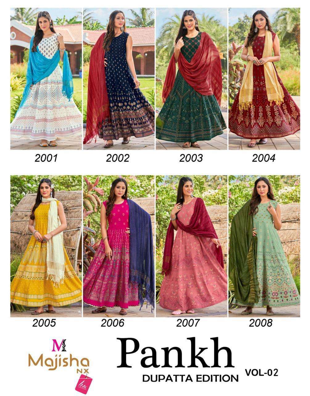 majisha nx pankh vol 2 rayon designer kurtis catalogue wholesale price surat