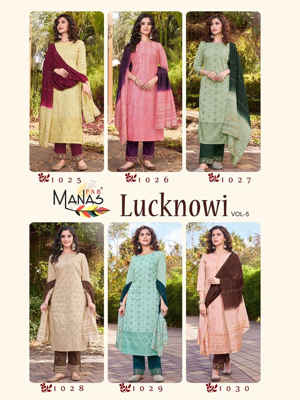 manas lucknowi vol 5 1025-1031 series designer wear kurtis collection wholesale price surat