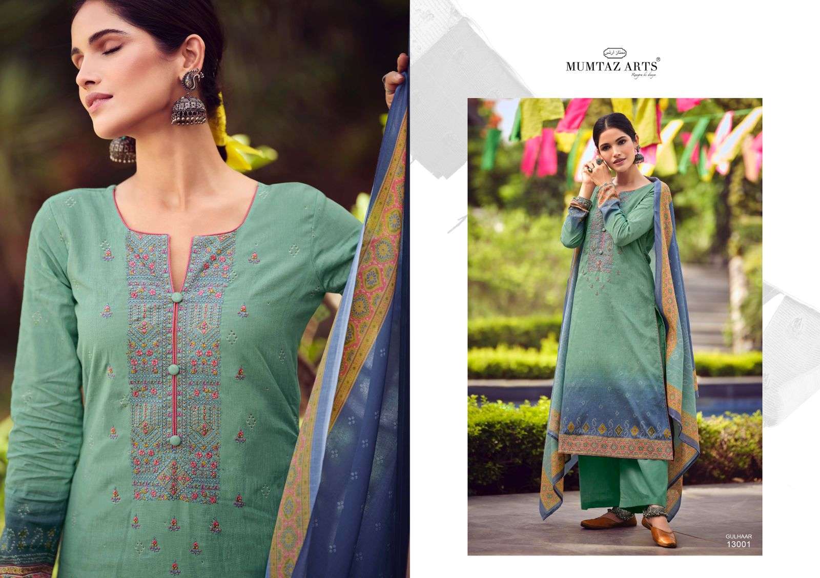 mumtaz arts gulhaar 13001-13008 series lawn cotton salwar kameez wholesale price surat