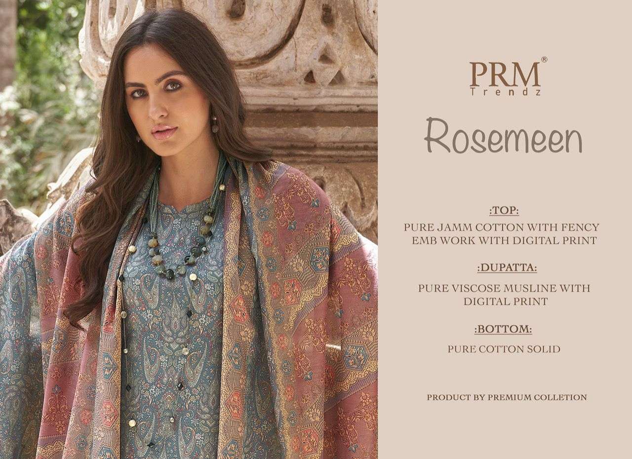 prm trendz rosemeen 101-110 series designer punjabi dress material collection wholesale price