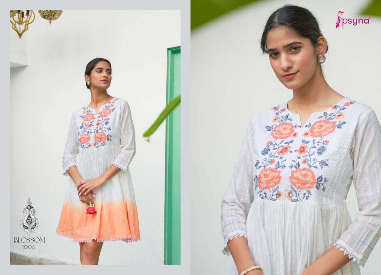 psyna blossom cotton designer trendy kurtis wholesale price surat