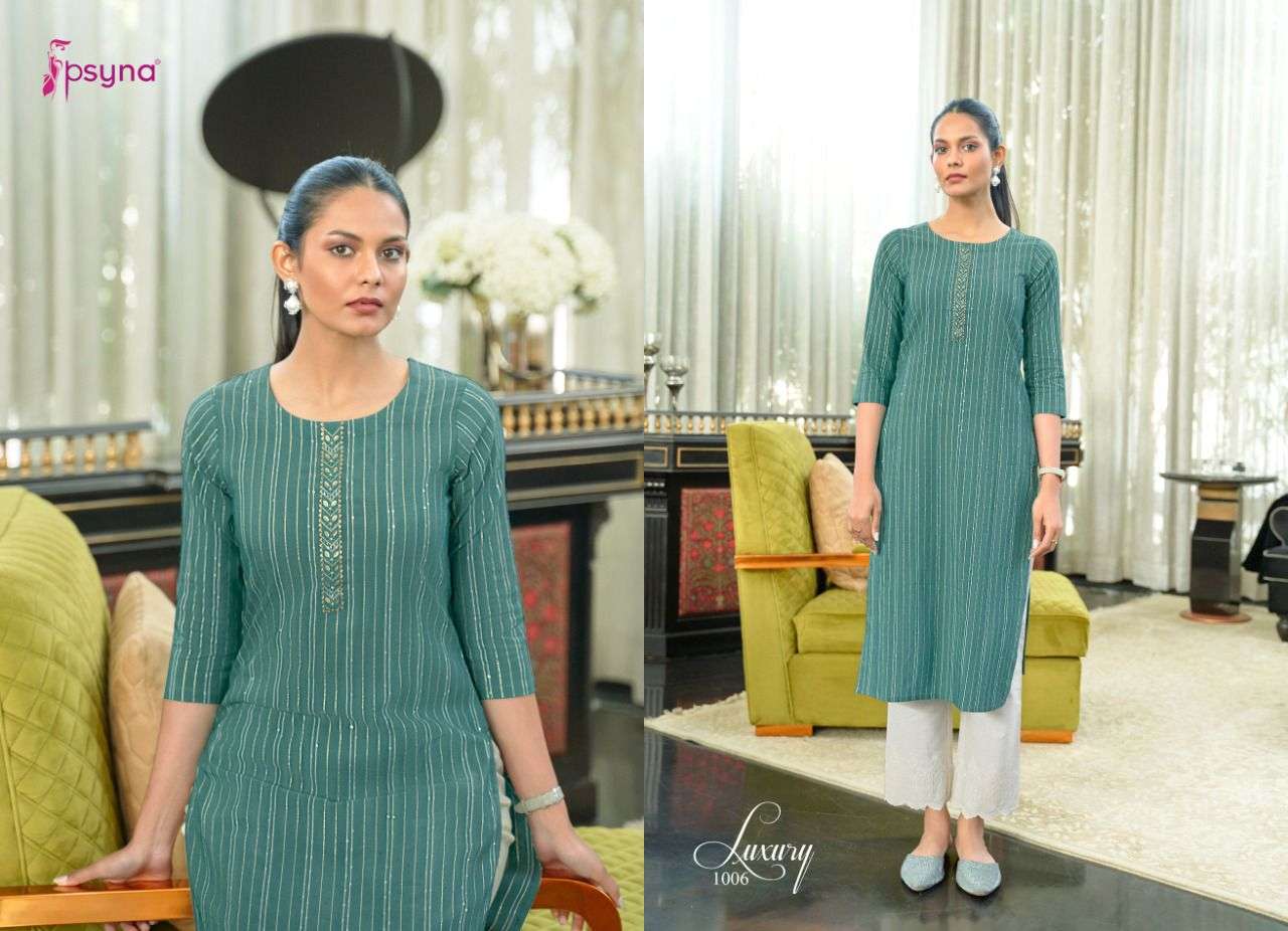 psyna luxury cotton embroidered designer kurti collection online shopping surat 