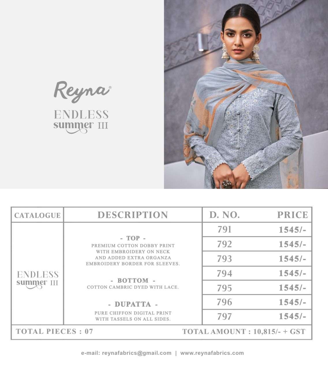 reyna endless summer vol 3 791-797 series salwar kameez catalogue wholesale price surat