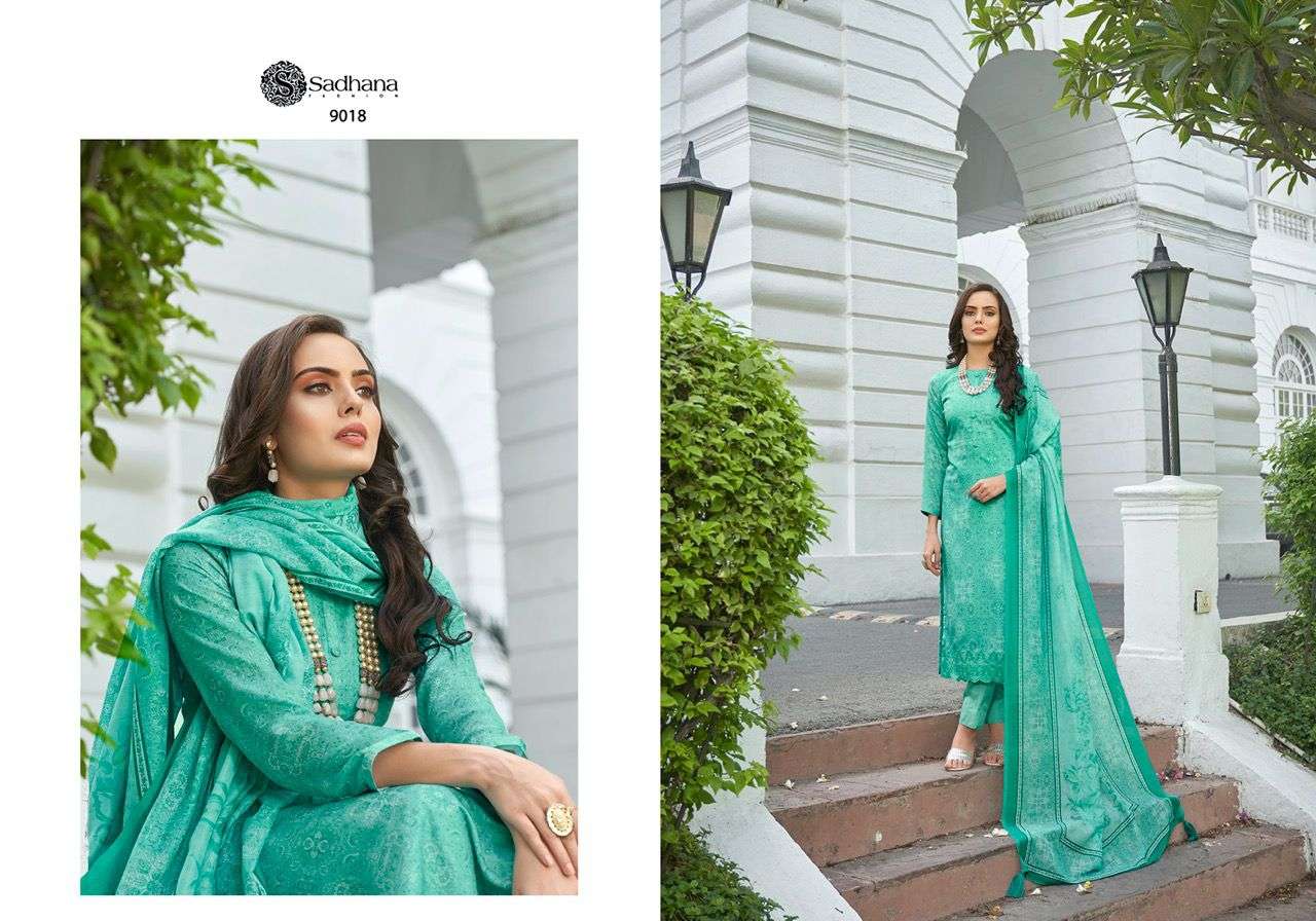 sadhana fashion noor e mohabat 9011-9020 series designer dress material collection wholesale price