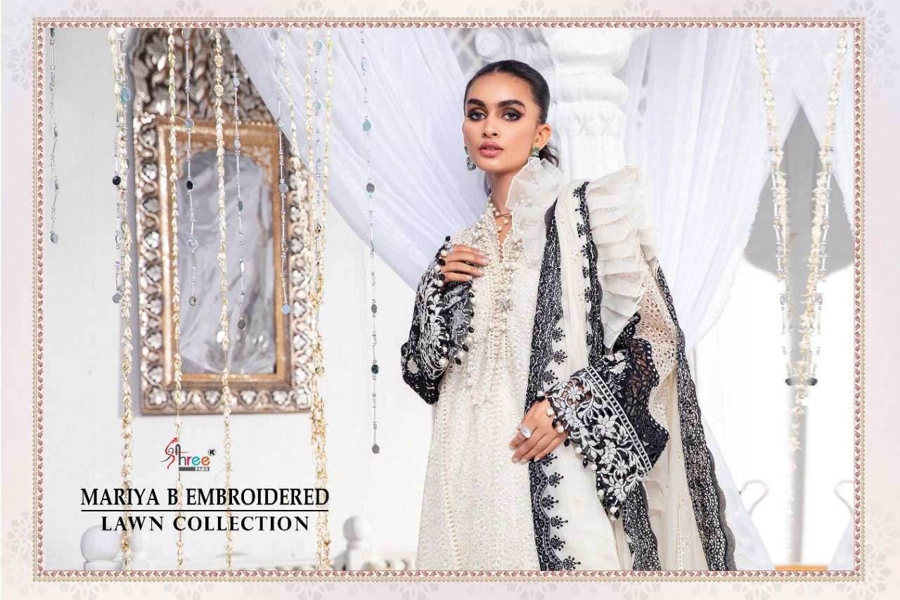 shree fabs maria b embroidred lawn collection 2164 - 2167 series cotton pakistani salwar kameez online shopping wholesaler surat 