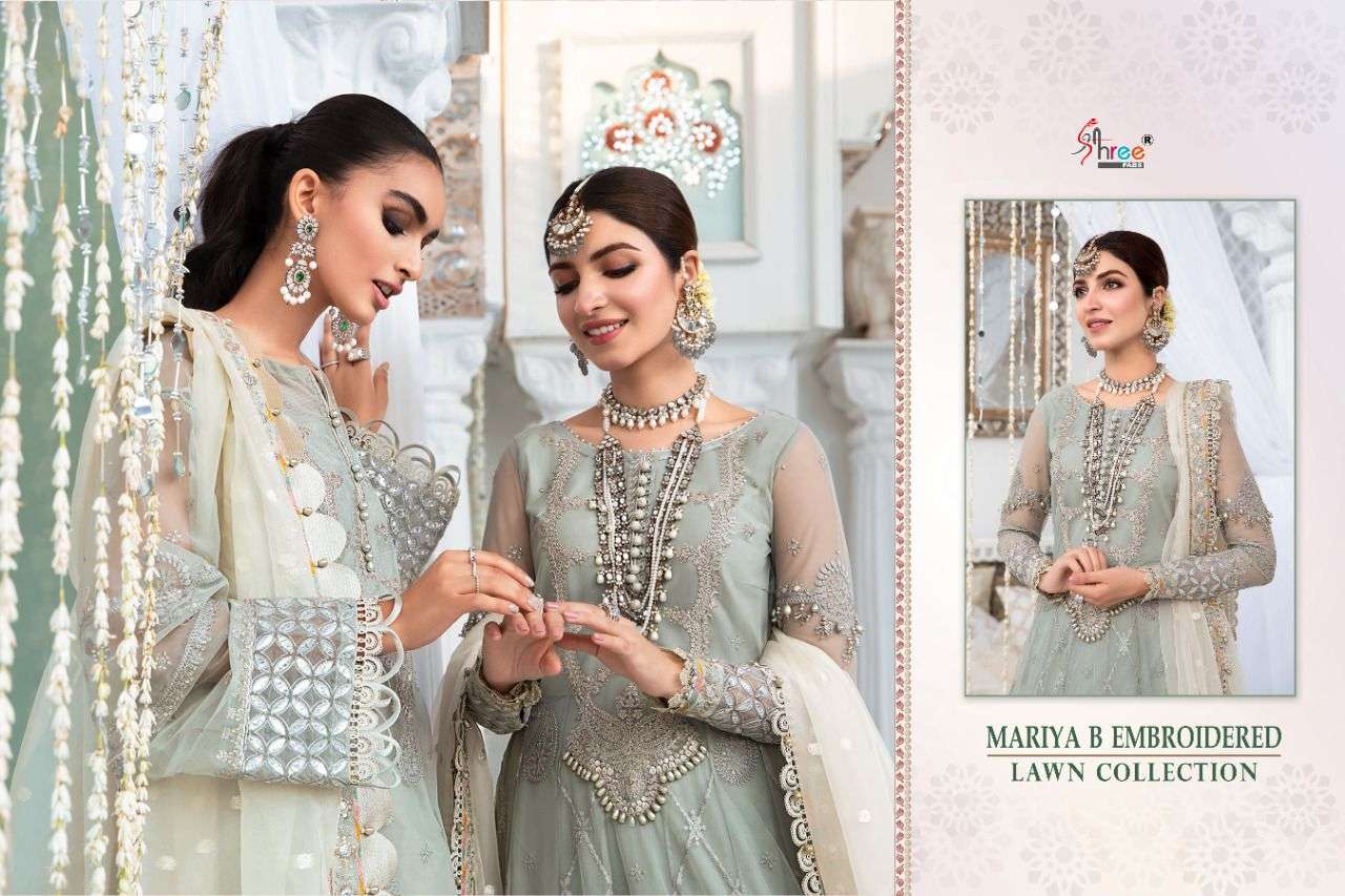 shree fabs maria b embroidred lawn collection 2164 - 2167 series cotton pakistani salwar kameez online shopping wholesaler surat 