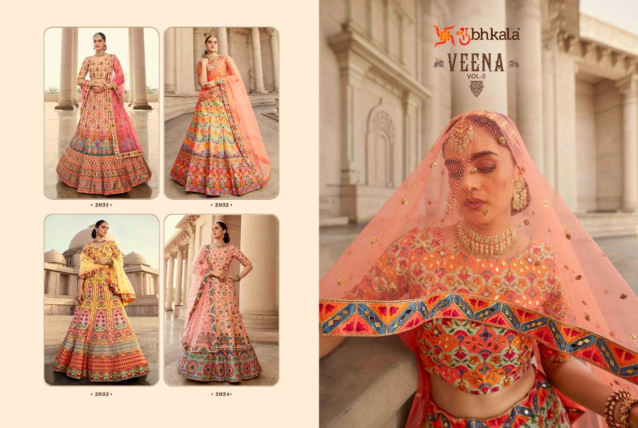 shubhkala veena vol 2 2031-2034 series designer party wear lehenga collection wholesale price 