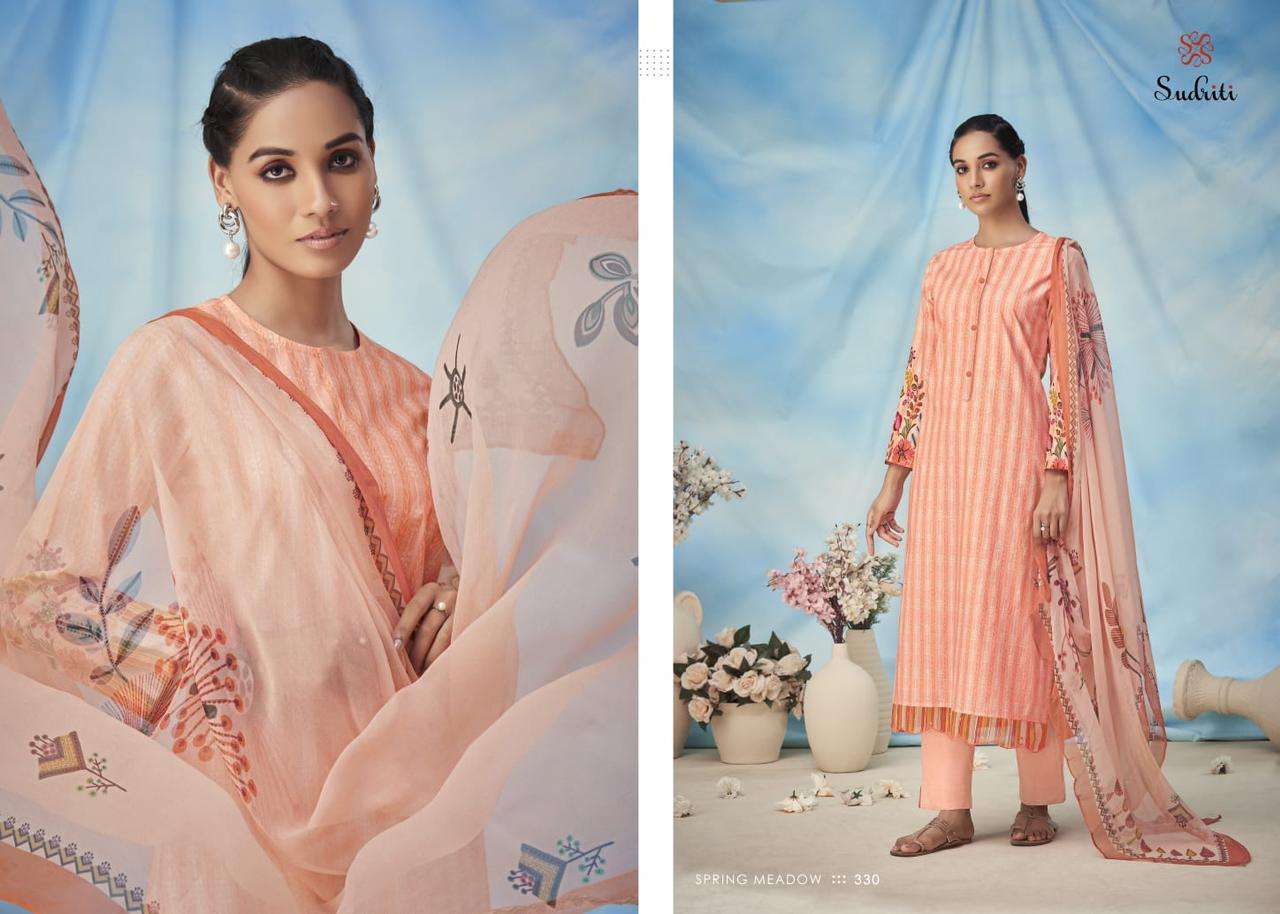 sudriti spring meadow pure cotton designer dress material collection wholesale price 