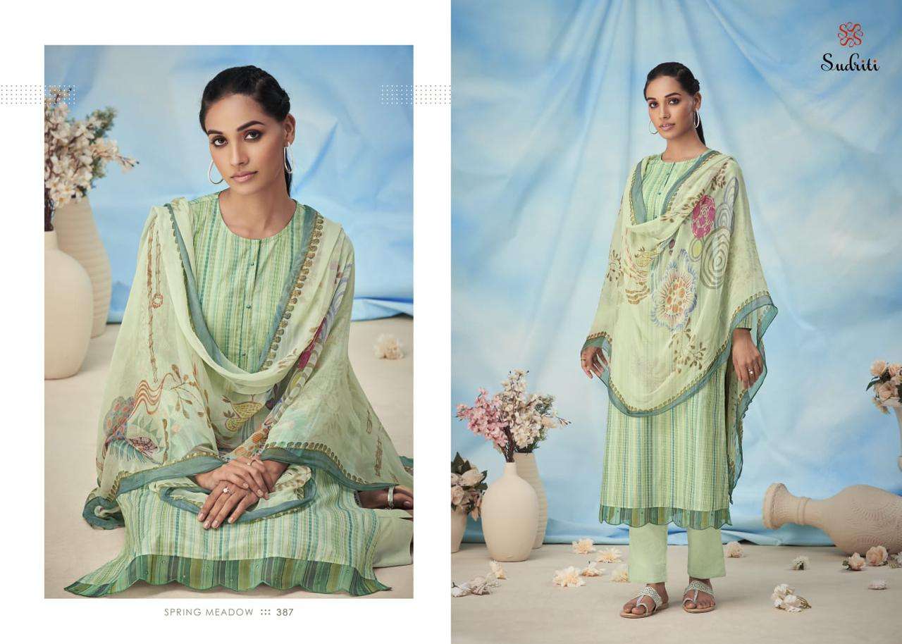 sudriti spring meadow pure cotton designer dress material collection wholesale price 
