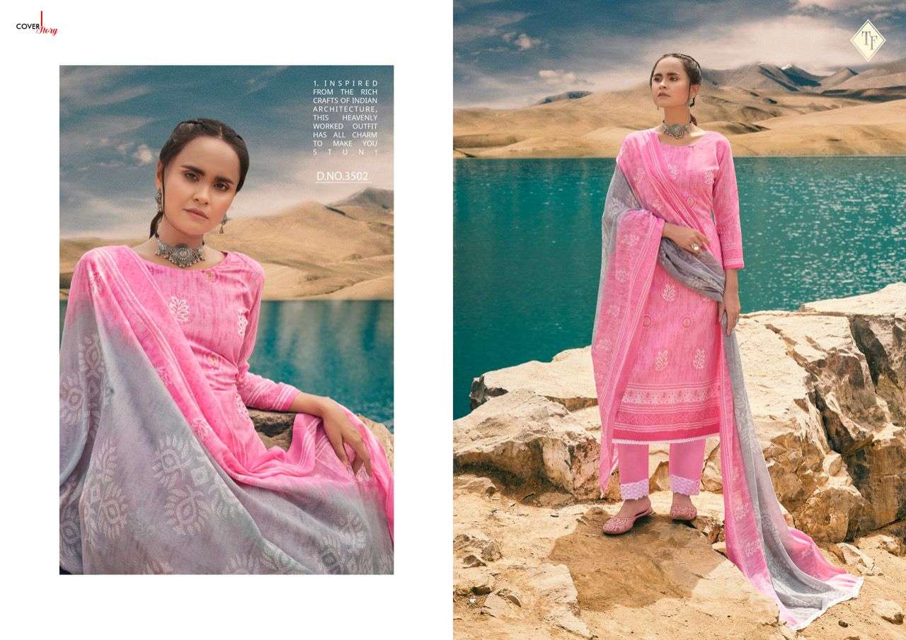 tanishk fashion israt 3501-3508 series pure cotton salwar kameez catalogue surat