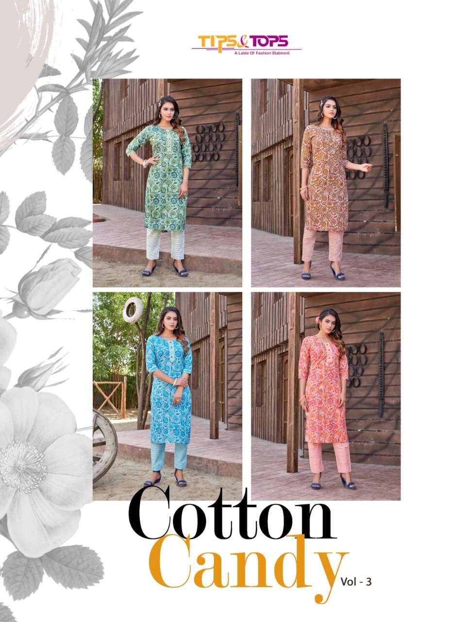 tips and tops cotton candy vol 3 designer kuti with pant set online wholesaler shopping surat