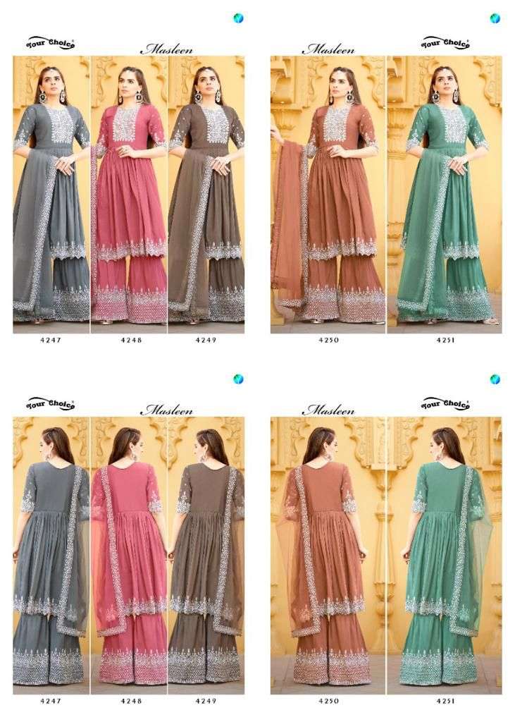 your choice by masleen 4247 - 4251 series masleen designer free size salwar kameez dress collection online shopping surat 