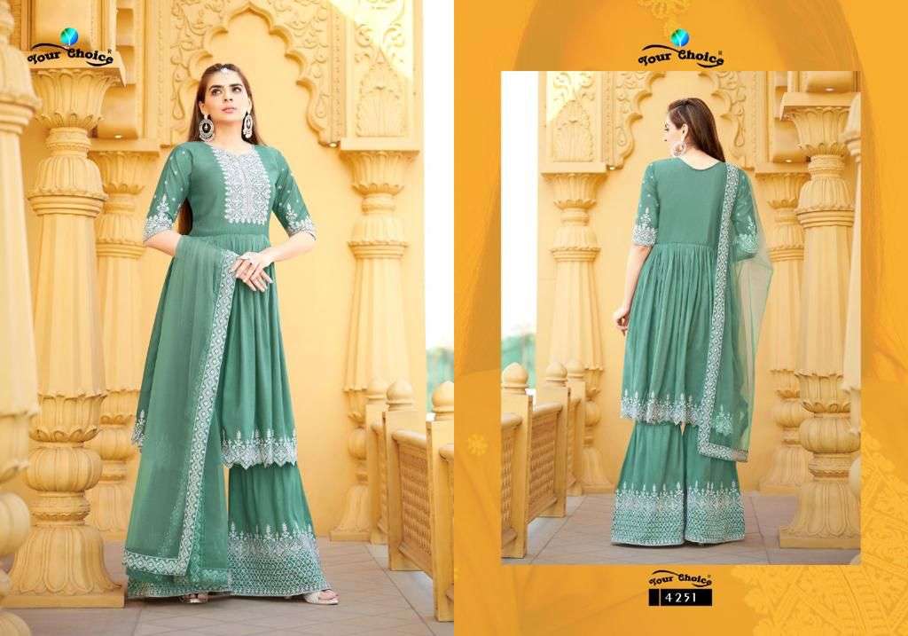 your choice by masleen 4247 - 4251 series masleen designer free size salwar kameez dress collection online shopping surat 