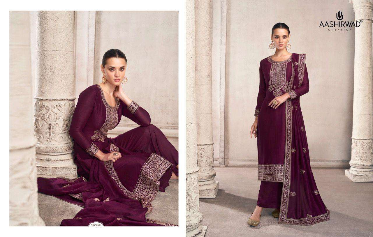 aashirwad creation siya 9263-9268 series premium silk fancy salwar kameez wholesale price surat