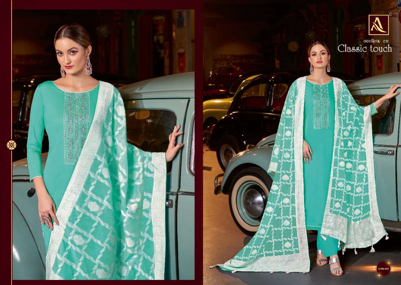alok suits classic touch catalogue zam cotton lucknowi with swarovski work salwar kameez surat