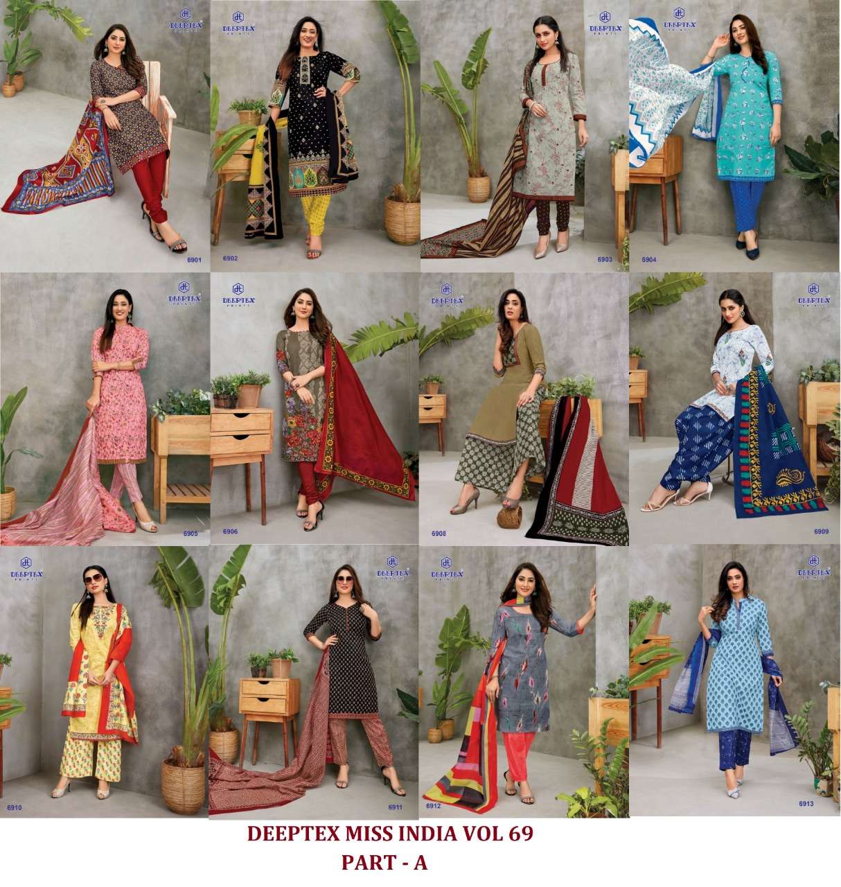 deeptex print miss india  vol 69 part a cotton salwar kameez online wholesaler surat