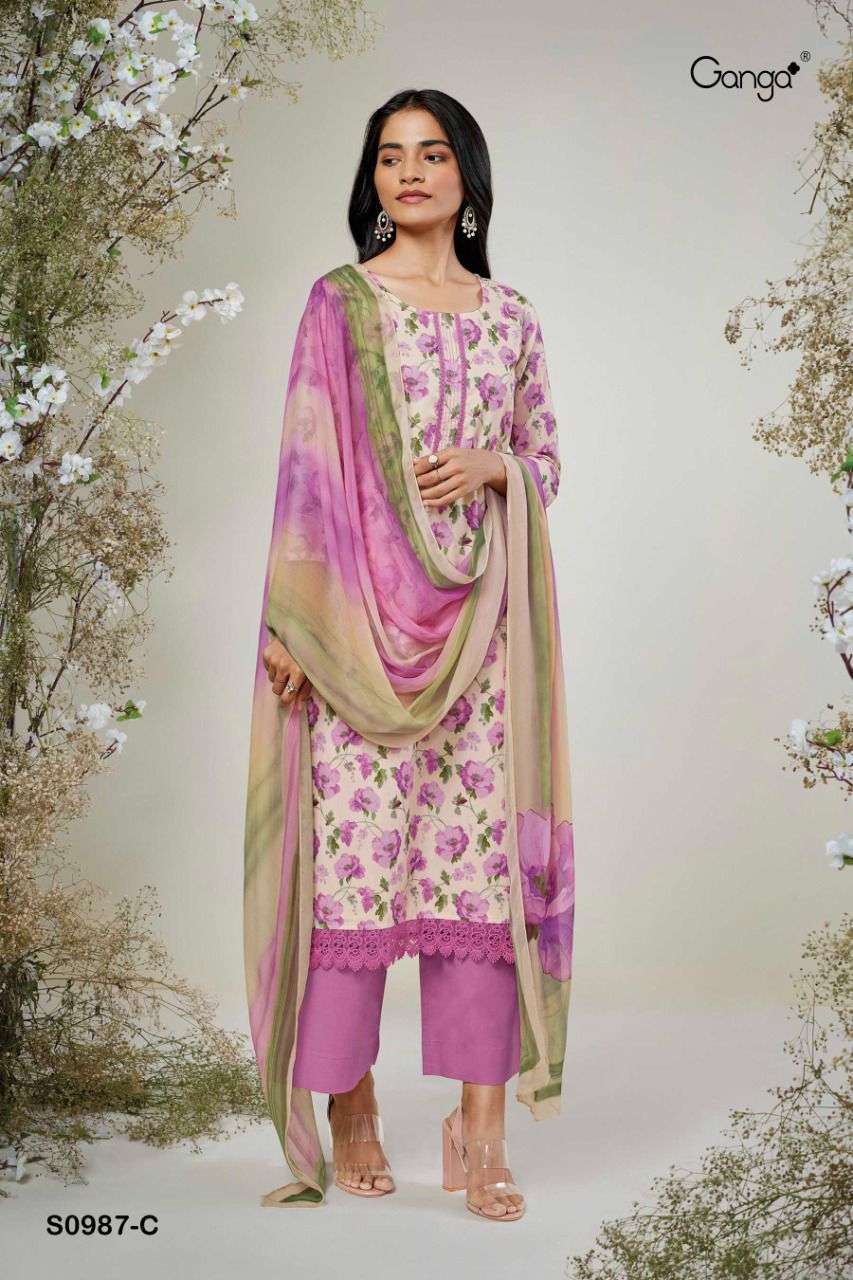ganga inna 987 premium cotton designer salwar kameez wholesale price surat
