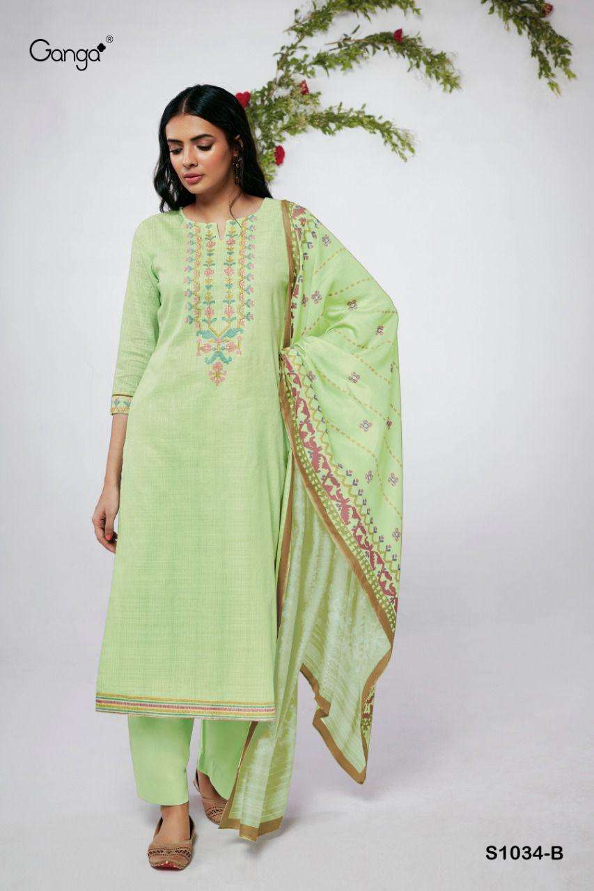 ganga mahonia 1034 premium woven cotton fancy salwar kameez catalogue wholesale price surat