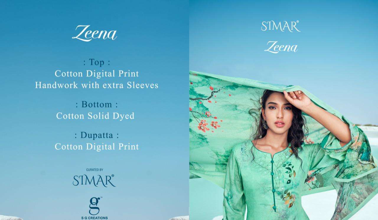 glossy simar zeena 5409-5414 series cotton digital printed dress material wholesale price surat