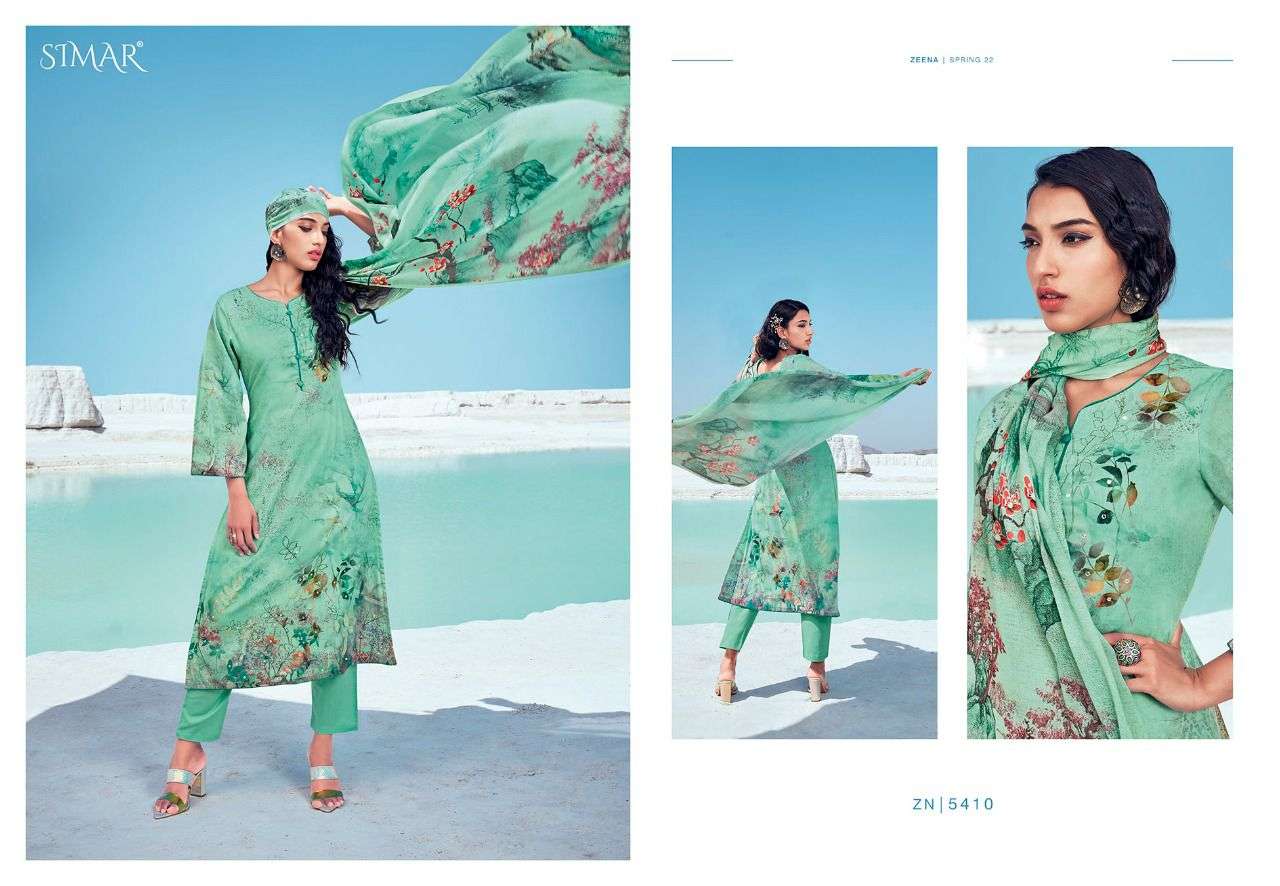glossy simar zeena 5409-5414 series cotton digital printed dress material wholesale price surat
