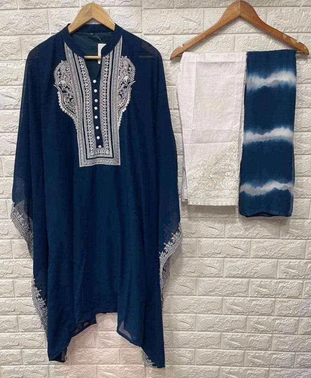 iznik 1017 designer embroidered tunic pant with designer dupatta set wholesale price surat