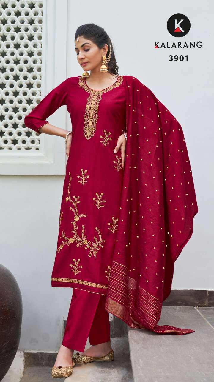 kalarang inaya 3901-3904 series parampara silk embroidered salwar kameez wholesale price surat