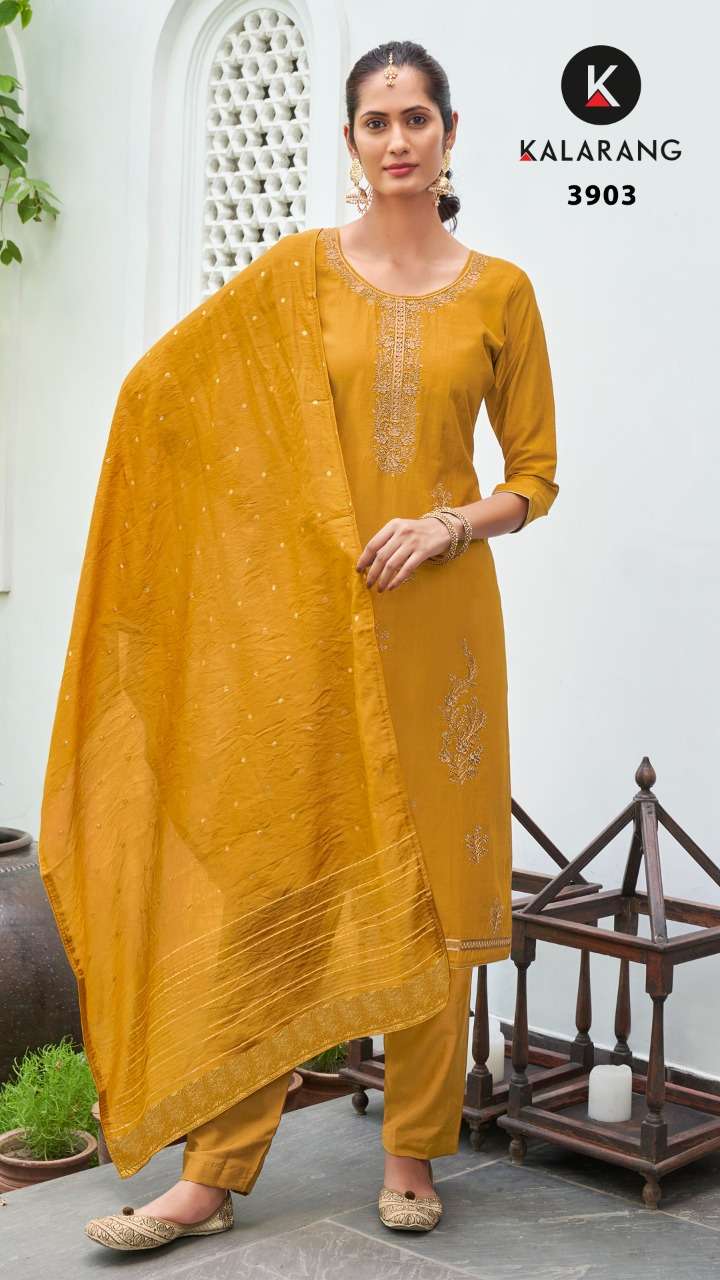 kalarang inaya 3901-3904 series parampara silk embroidered salwar kameez wholesale price surat