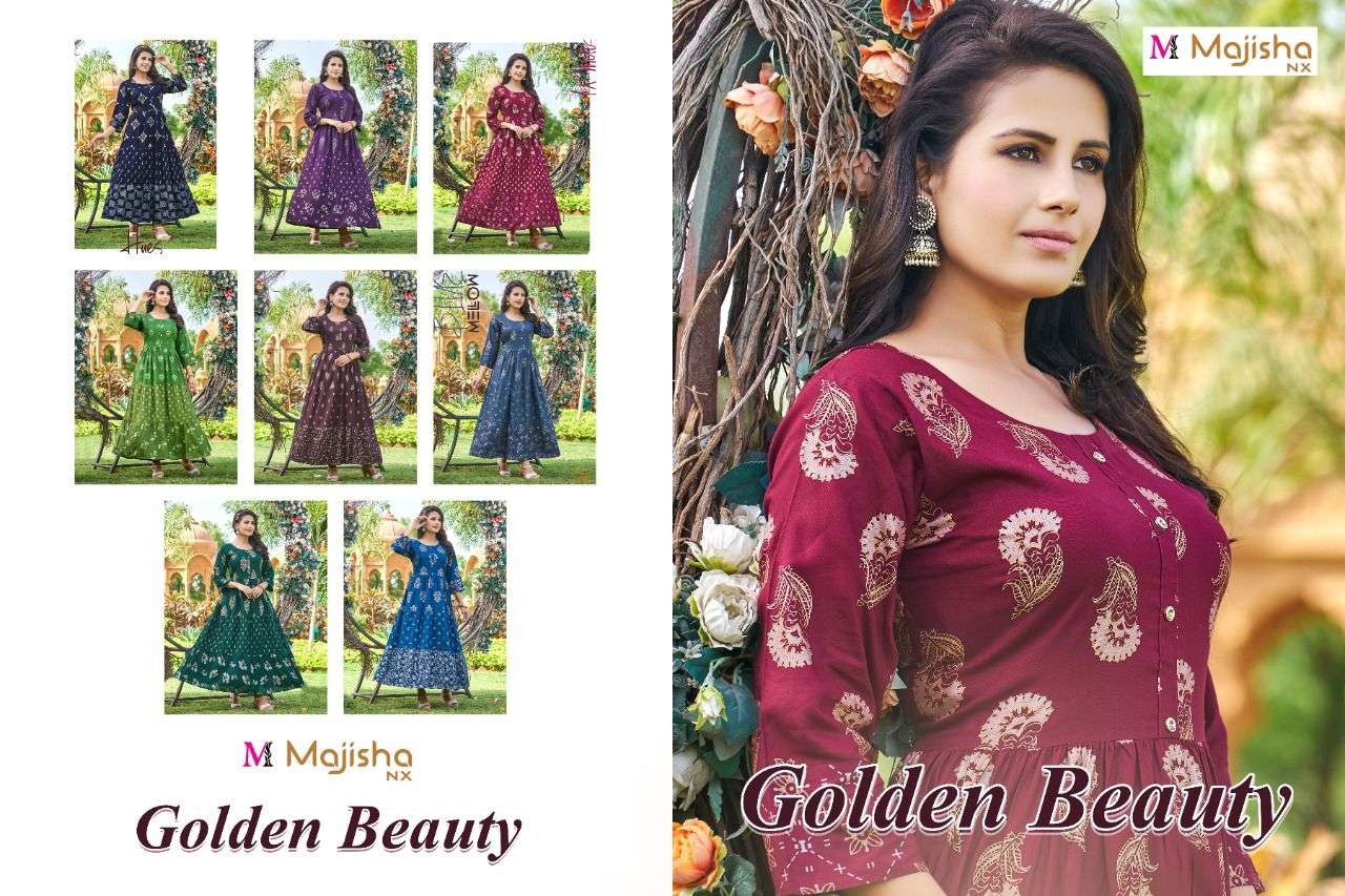 majisha nx golden beauty vol 1 rayon fancy long kurtis wholesale price 
