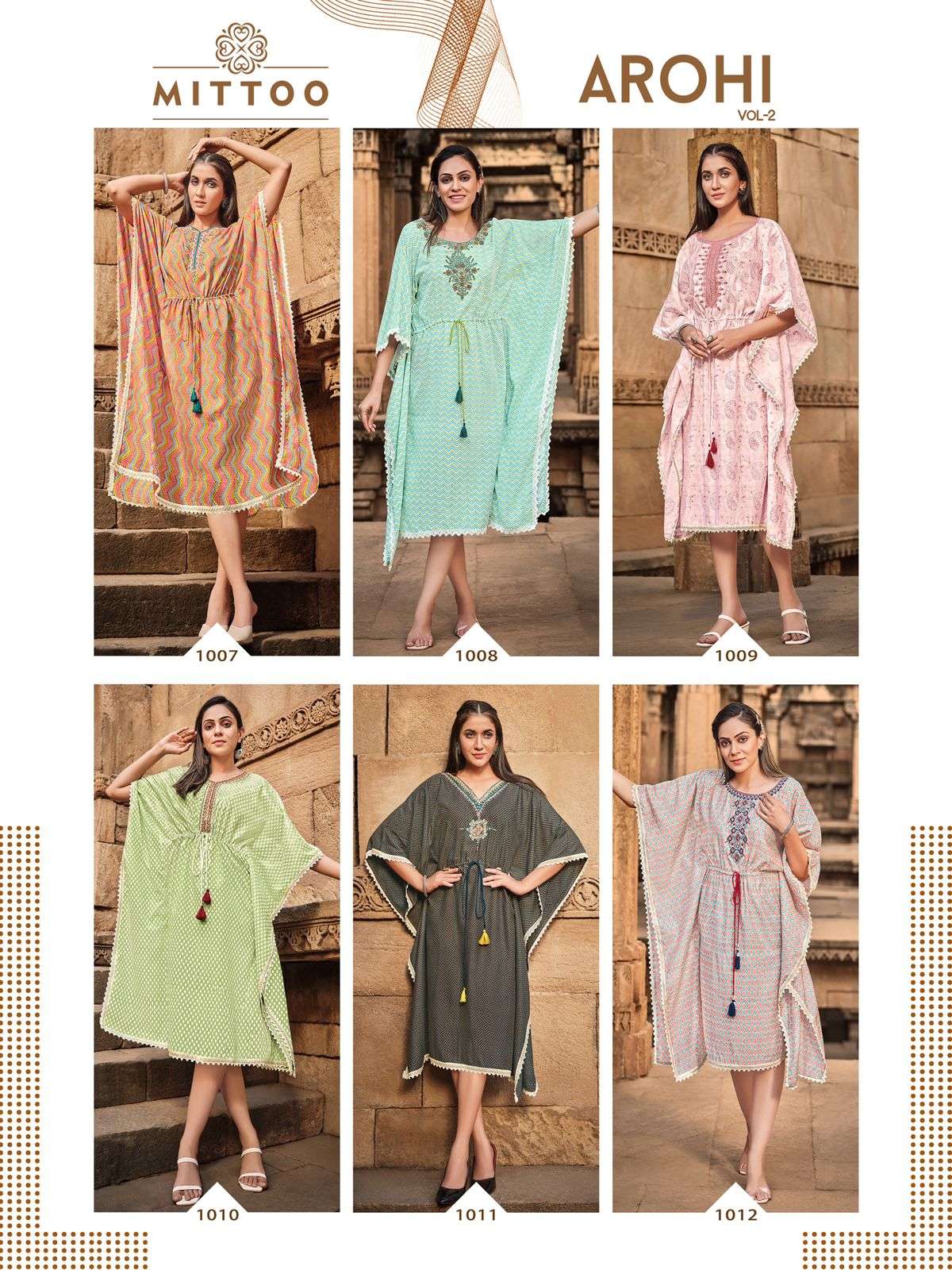 mittoo arohi vol 2 reyon printed stylish kaftan collection online shopping surat 