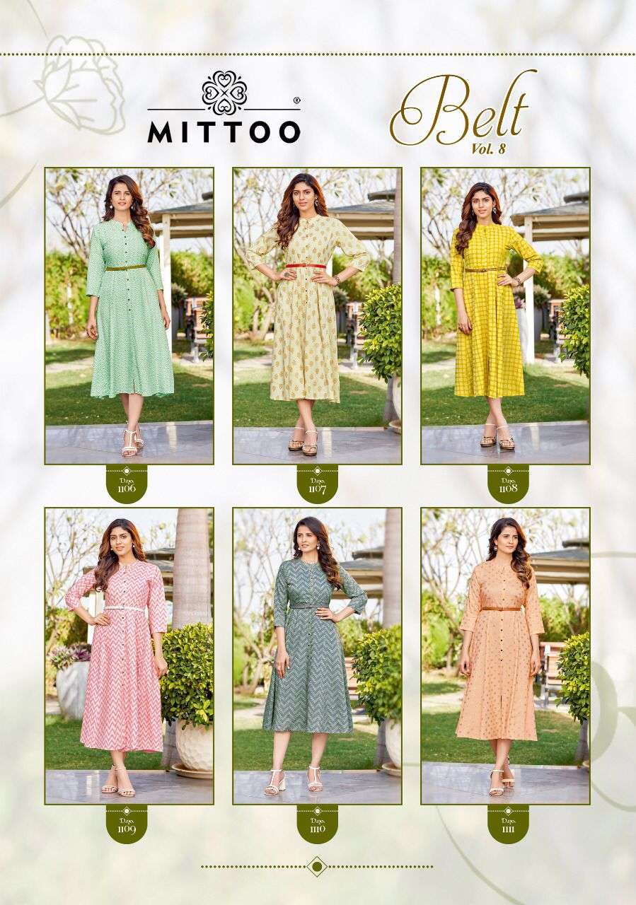 mittoo belt vol 4 desiger reyon printed western wear stylish kurti collection online shopping surat 