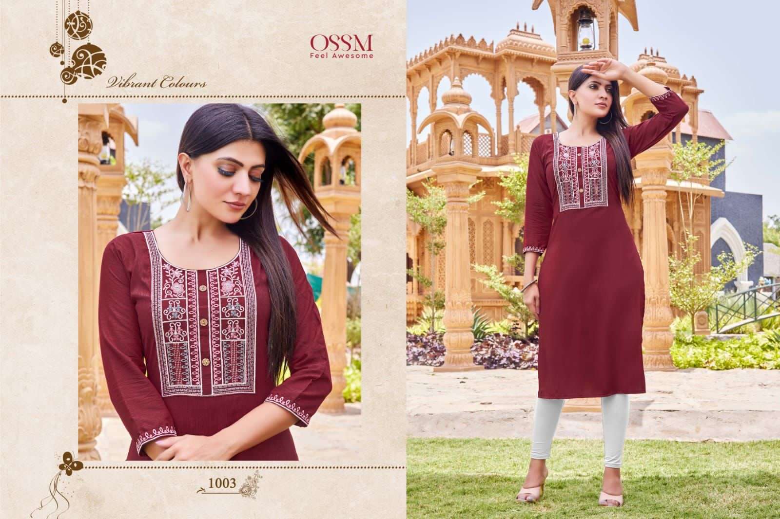 ossm sunshine vol 2 fancy fabrics latest designer kurtis pratham exports surat