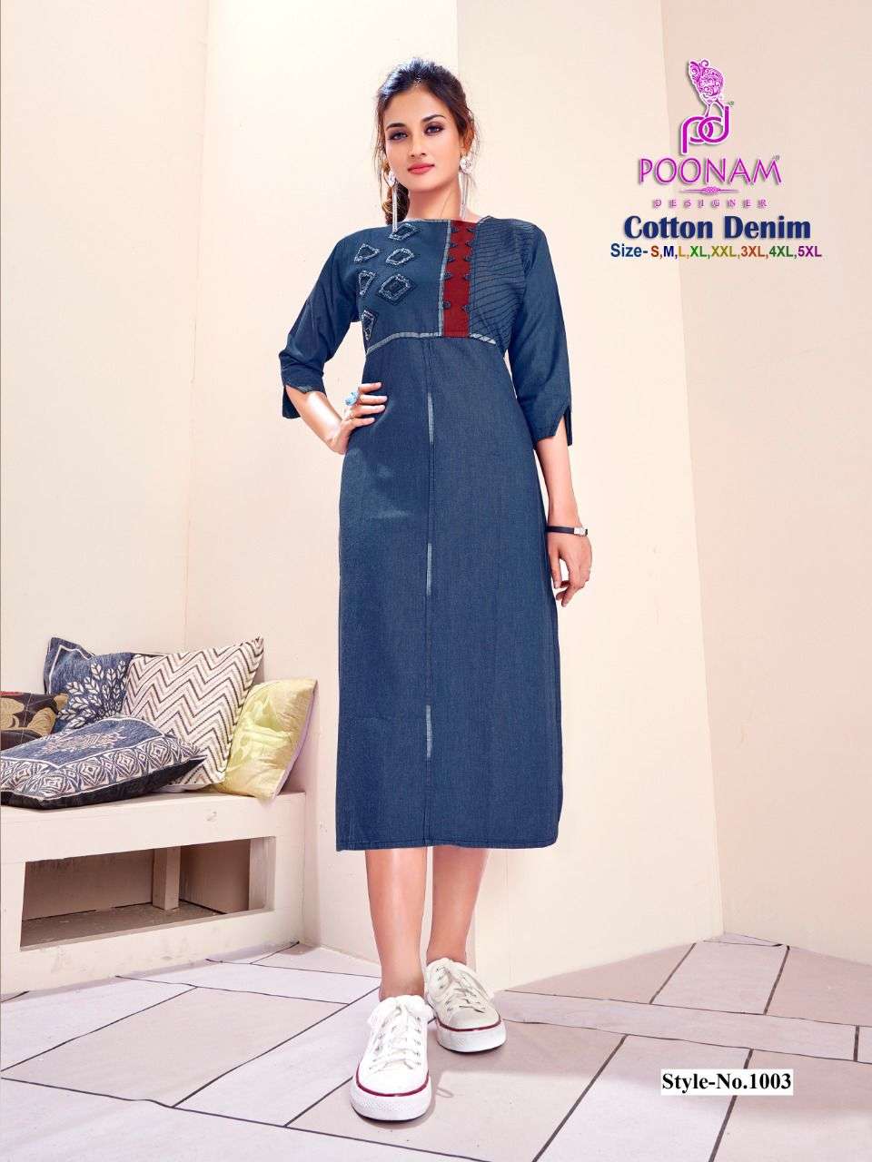 poonam designer cotton denim stylish western look catalogue wholesaler surat  