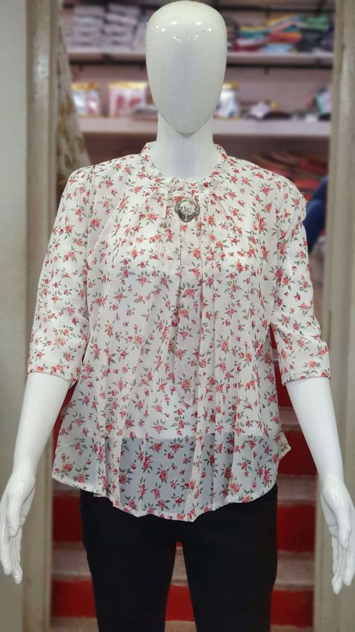 pratham fashion 2313 georgette designer short tops collection wholesale price surat