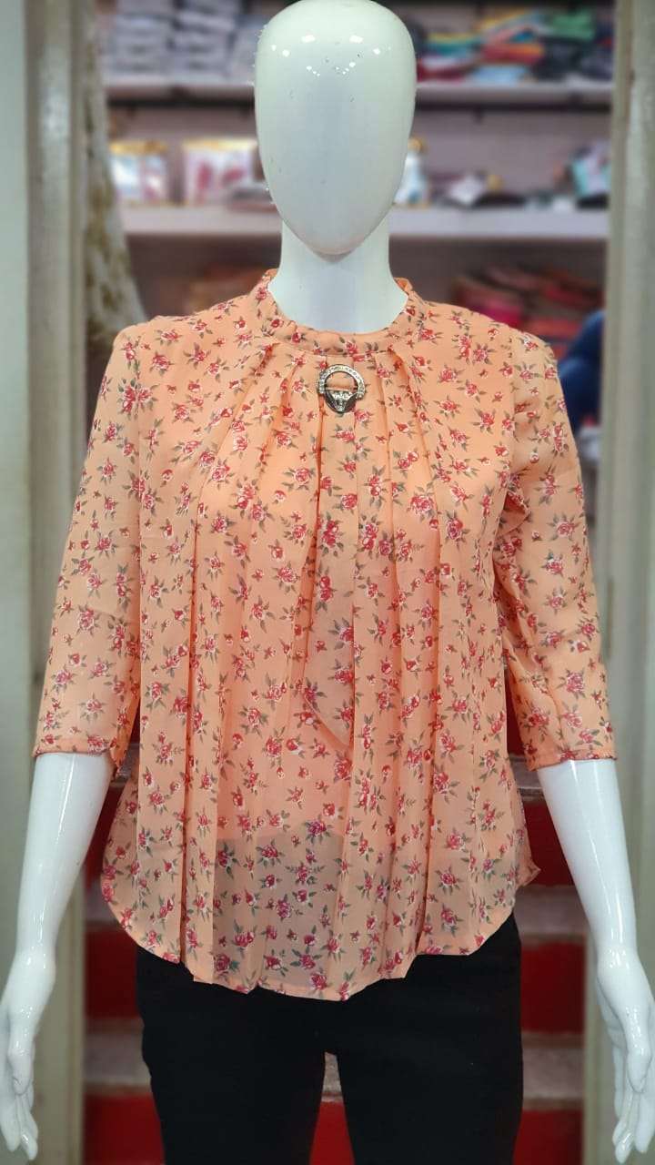pratham fashion 2313 georgette designer short tops collection wholesale price surat