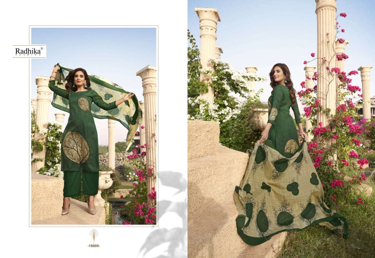 radhika fashion kenza vol 6 16001-16008 series cotton embroidered dress material wholesale price surat