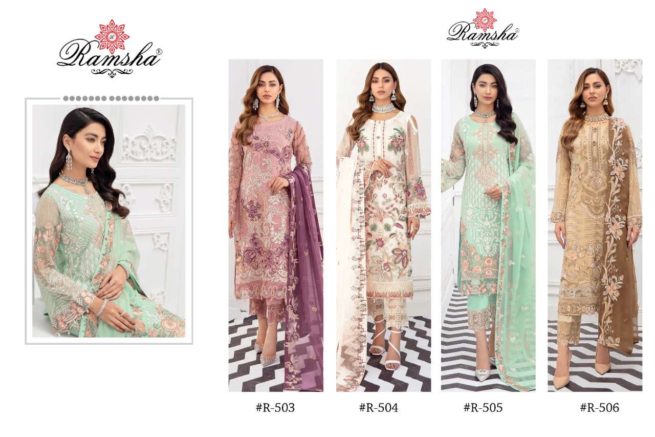 ramsha 503-506 series latest designer georgette salwar kameez wholesale price surat