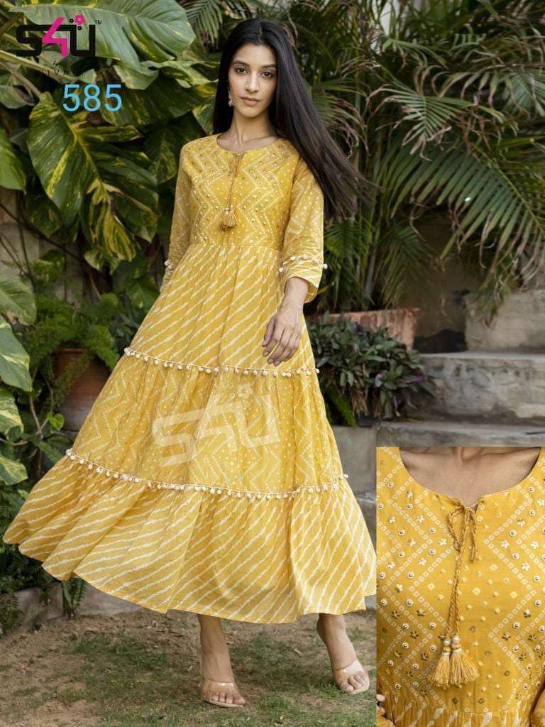 s4u 585 designer wear leyriya style kurti pattern online shopping surat 