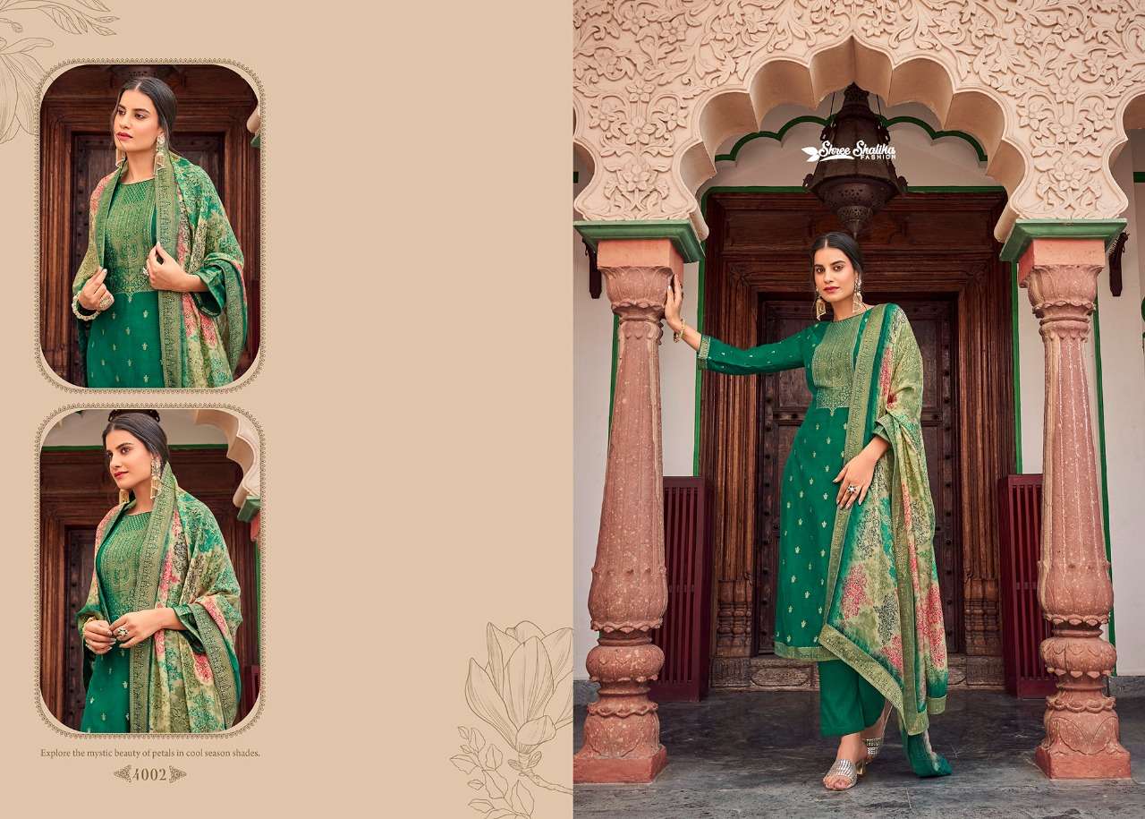 shalika fashion mandakini vol 4 4001-4008 series pure dola jequard salwar kameez wholesale price surat