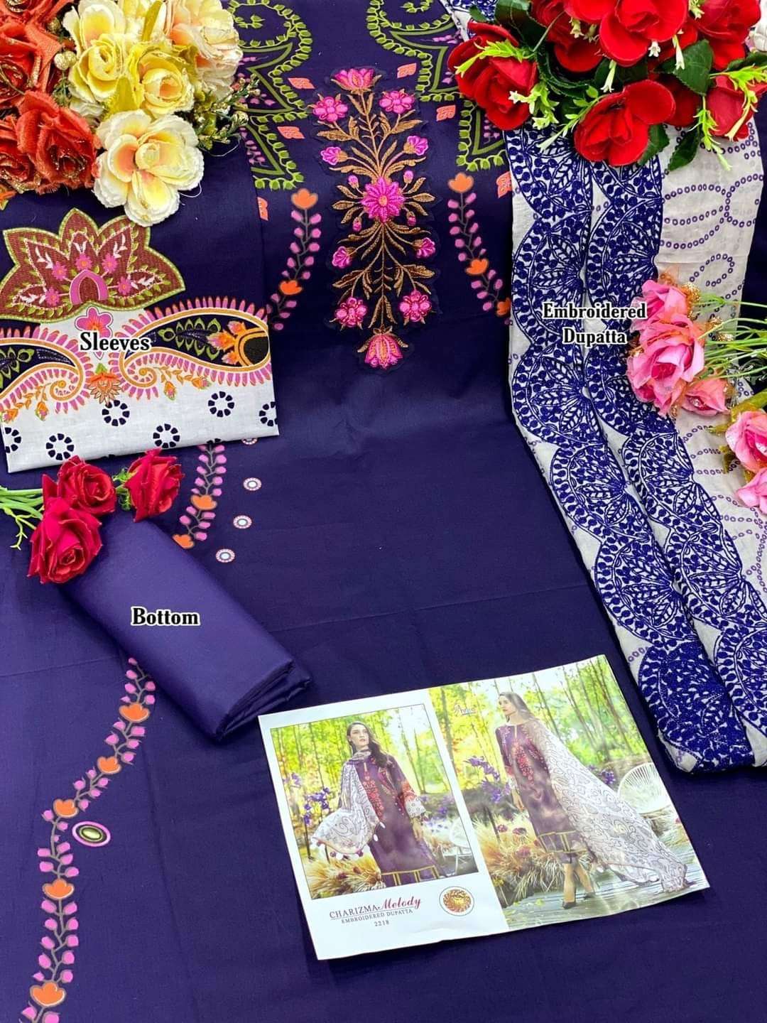 shree fabs charizma melody embroidered chiffon dupatta set wholesale price surat