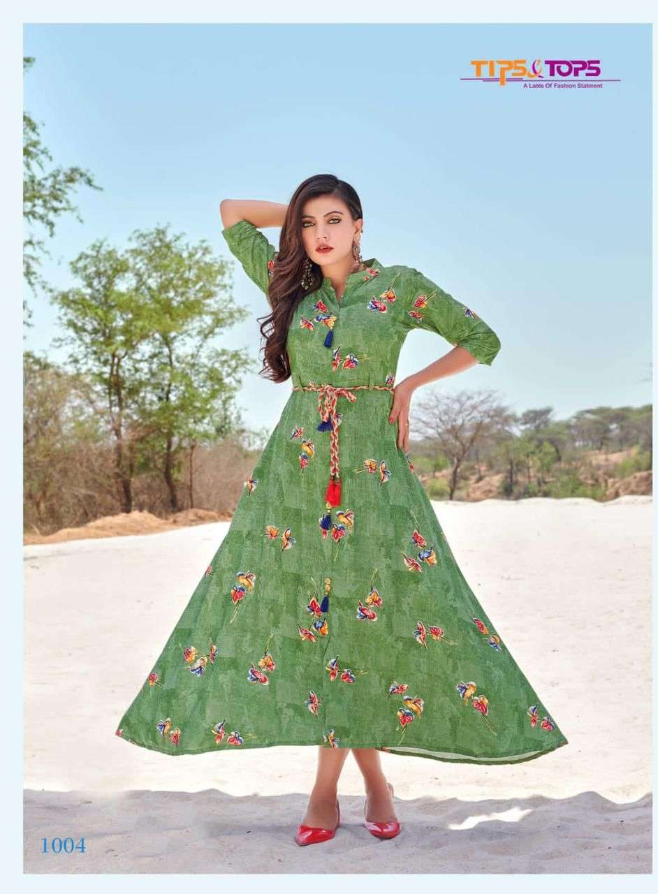 tips and tops charmie vol 6 heavy rayon foil printed kurtis collection at pratham exports surat