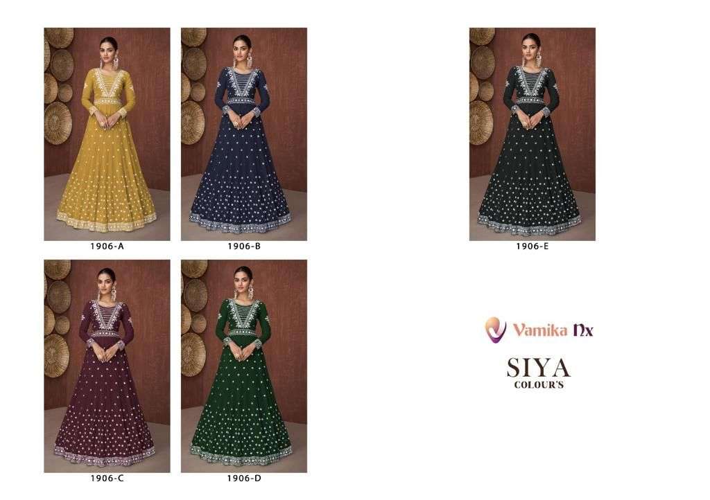 vamika nx siya colours 1906 a - 1906 e series designer georgette gown collection wholesale surat 