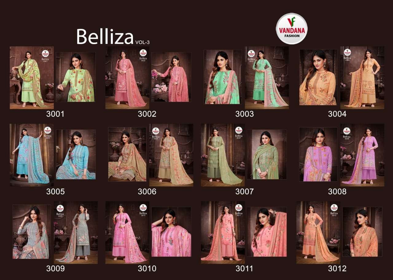 vandana fashion belliza vol 3 heavy cotton dress material collection at pratham exports surat
